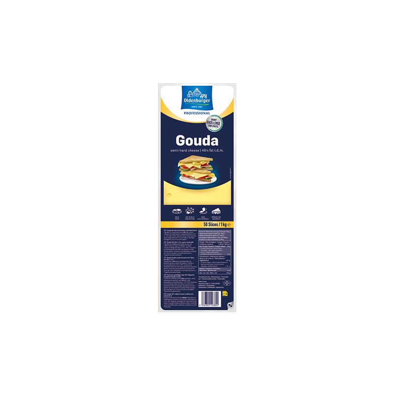 Oldenburger Gouda Sliced 48% fat i. d. m., 1kg