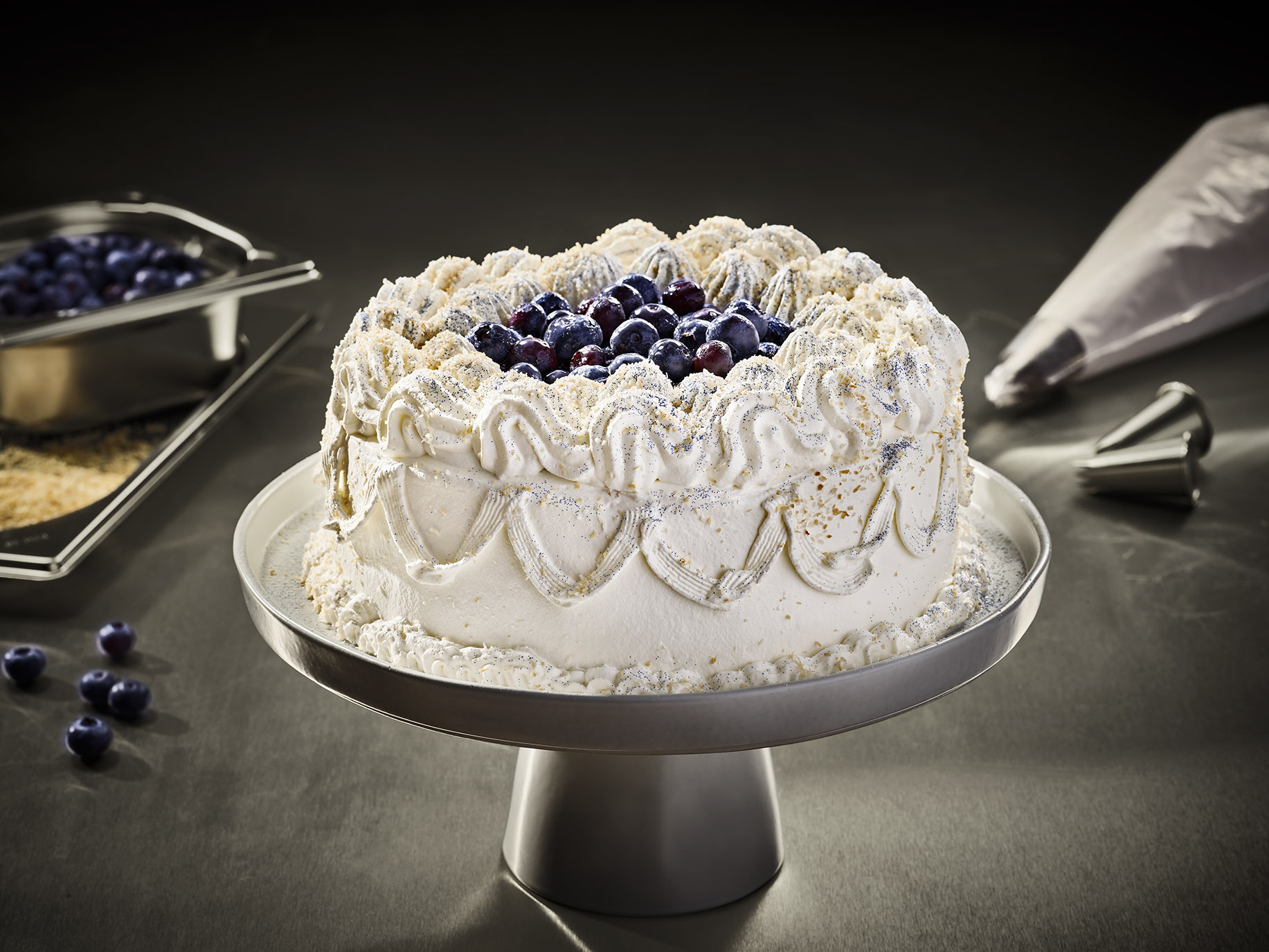 Coconut Blueberry Snowball Cake