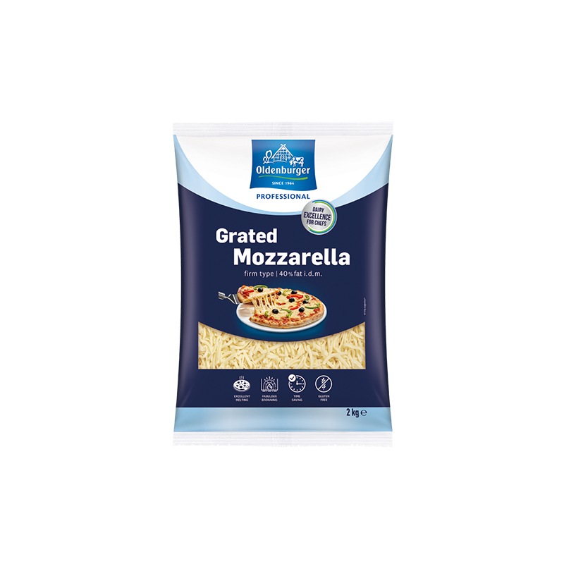 Oldenburger Mozzarella 40% fat i.d.m., Grated 2kg